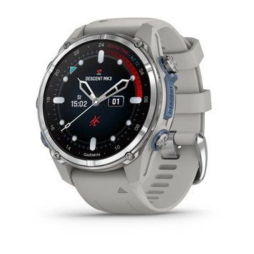 Смарт-годинник Garmin Descent Mk3 (43 мм) із нержавіючої сталі з силіконовим туманно-сірим ремінцем 010-02753-04 фото