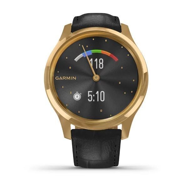 Смарт-годинник Garmin vivomove Luxe із золотистим корпусом та чорним ремінцем 010-02241-22 фото