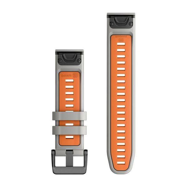 Ремінці для смарт-годинника Garmin QuickFit 22 силіконові Fog Grey/Ember Orange 010-13280-02 фото