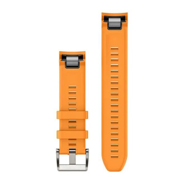 Ремінці для смарт-годинника Garmin QuickFit 22 силіконові Spark orange (Silver) 010-13225-04 фото