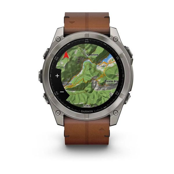 Смарт-годинник Garmin fenix 8 AMOLED (51 мм) Sapphire карбоново-сірий DLC з каштановим шкіряним ремінцем 010-02905-40 фото