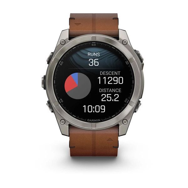 Смарт-годинник Garmin fenix 8 AMOLED (51 мм) Sapphire карбоново-сірий DLC з каштановим шкіряним ремінцем 010-02905-40 фото